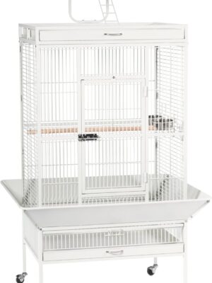 Prevue Hendryx Pet Products Wrought Iron Select Bird Cage 3153C, Chalk White, 30-Inch by 22-Inch by 63-Inch.